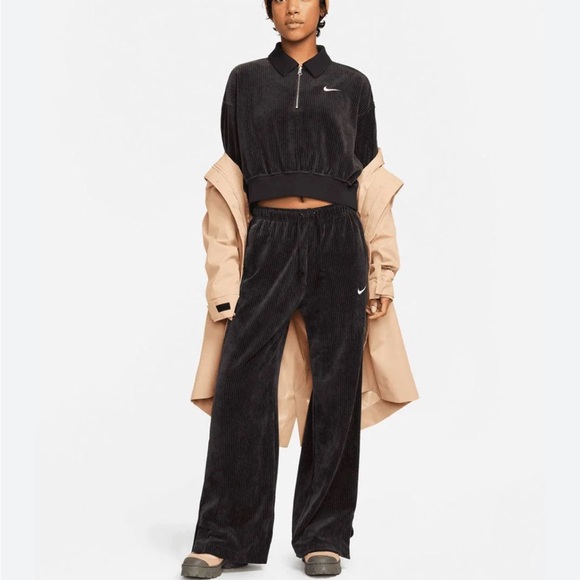 Nike Other - Nike Set of Sportswear Velour Half Zip Pullover and Wide Leg Pants Set Small